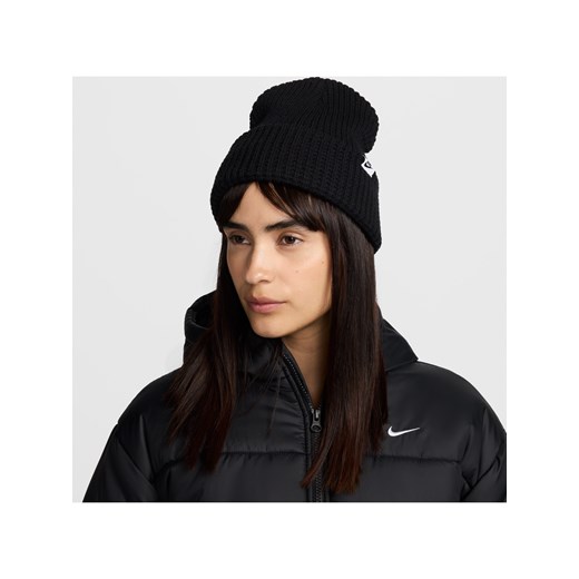 Czapka z dzianiny z waflowym wzorem Nike Peak - Czerń ze sklepu Nike poland w kategorii Czapki zimowe damskie - zdjęcie 178604506