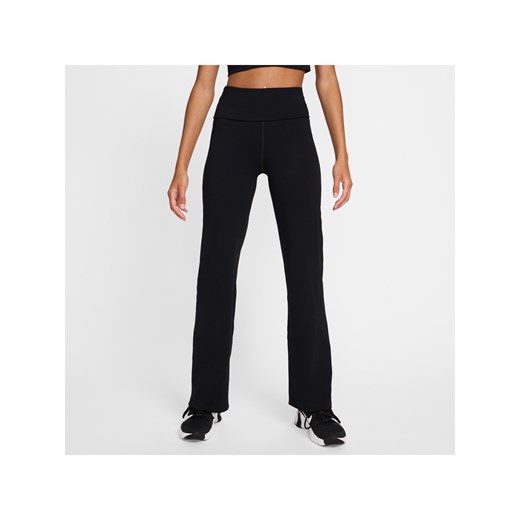Damskie wywijane spodnie z wysokim stanem Dri-FIT Nike One - Czerń ze sklepu Nike poland w kategorii Spodnie damskie - zdjęcie 178605058