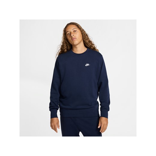 Męska bluza z dzianiny dresowej Nike Club - Niebieski ze sklepu Nike poland w kategorii Bluzy męskie - zdjęcie 178605489