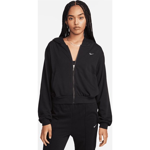 Damska luźna bluza z dzianiny dresowej z kapturem i zamkiem na całej długości Nike Sportswear Chill Terry - Czerń ze sklepu Nike poland w kategorii Bluzy damskie - zdjęcie 178606259