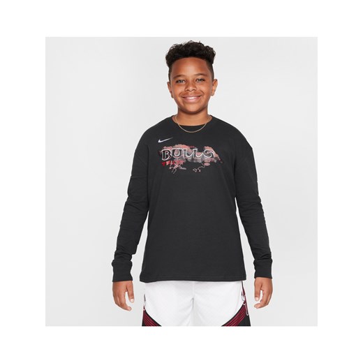 T-shirt z długim rękawem dla dużych dzieci (chłopców) Chicago Bulls Essential Max90 Nike NBA - Czerń ze sklepu Nike poland w kategorii T-shirty chłopięce - zdjęcie 178606827
