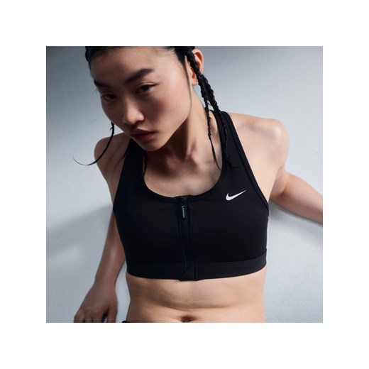 Damski stanik sportowy z wkładkami i średnim wsparciem Nike Swoosh Front Zip - Nike XL Nike poland