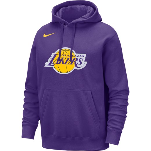 Męska bluza z kapturem NBA Nike Los Angeles Lakers Club - Fiolet ze sklepu Nike poland w kategorii Bluzy męskie - zdjęcie 178607316