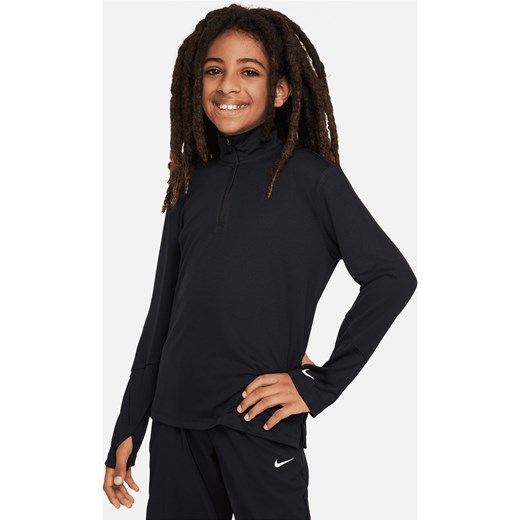 Bluza z długim rękawem i zamkiem 1/2 dla dużych dzieci (chłopców) Dri-FIT UV Nike Multi - Czerń ze sklepu Nike poland w kategorii Bluzy dziewczęce - zdjęcie 178607386