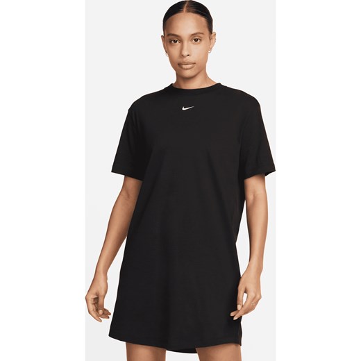 Damska sukienka typu T-shirt o kroju oversize Nike Sportswear Chill Knit - Czerń ze sklepu Nike poland w kategorii Sukienki - zdjęcie 178607509