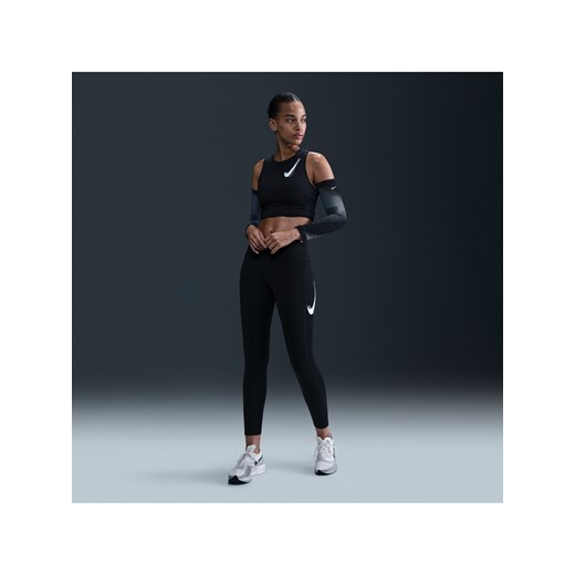 Damskie legginsy 7/8 ze średnim stanem Nike Fast - Czerń ze sklepu Nike poland w kategorii Spodnie damskie - zdjęcie 178609635