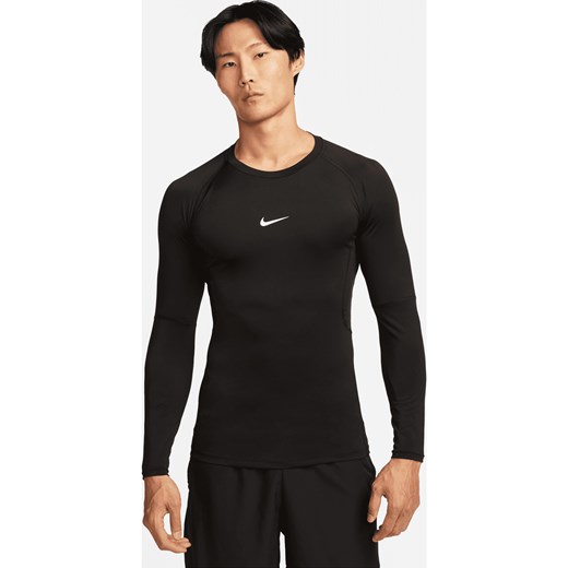 Męska przylegająca koszulka z długim rękawem do fitnessu Dri-FIT Nike Pro - Czerń ze sklepu Nike poland w kategorii T-shirty męskie - zdjęcie 178610065