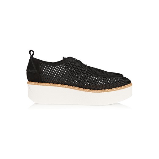 Titus suede-trimmed crocheted mesh platform loafers net-a-porter czarny 