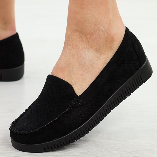 Czarne zamszowe mokasyny damskie Potocki 11316 ze sklepu suzana.pl w kategorii Mokasyny damskie - zdjęcie 178611978