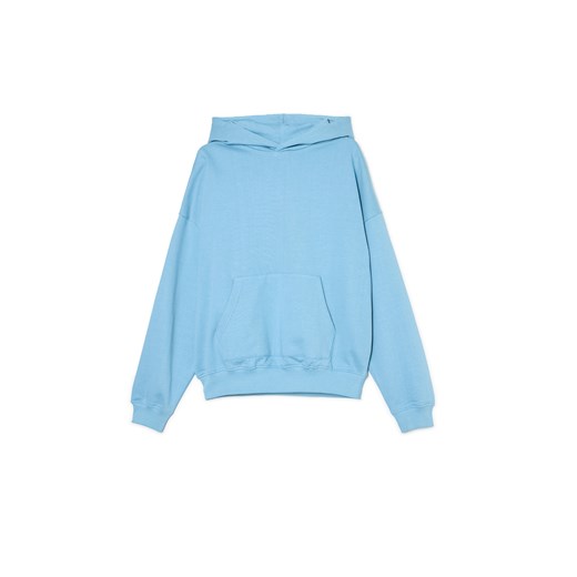 Cropp - Niebieska bluza z kapturem i nadrukiem UNISEX - niebieski ze sklepu Cropp w kategorii Bluzy damskie - zdjęcie 178612596