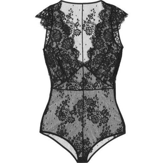 La Robe Noire Chantilly lace bodysuit net-a-porter szary 