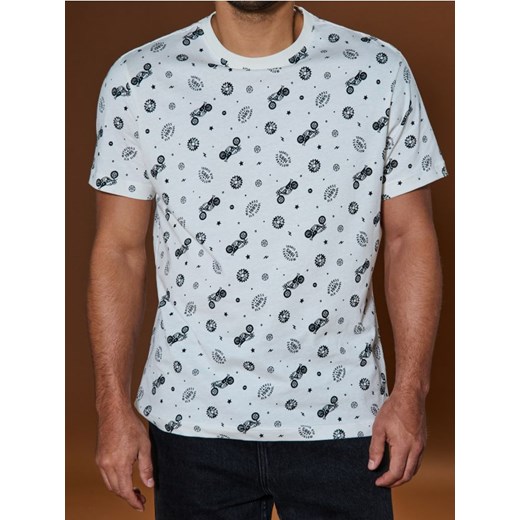 Sinsay - Koszulka z nadrukiem allover - kremowy ze sklepu Sinsay w kategorii T-shirty męskie - zdjęcie 178613269