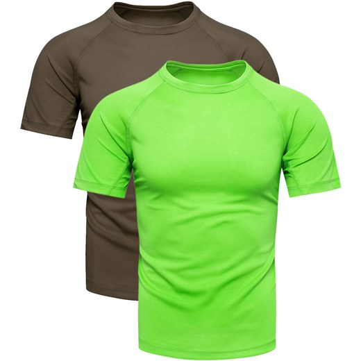 Dwupak męski t-shirt khaki i seledynowy Recea ze sklepu Recea.pl w kategorii T-shirty męskie - zdjęcie 178614249