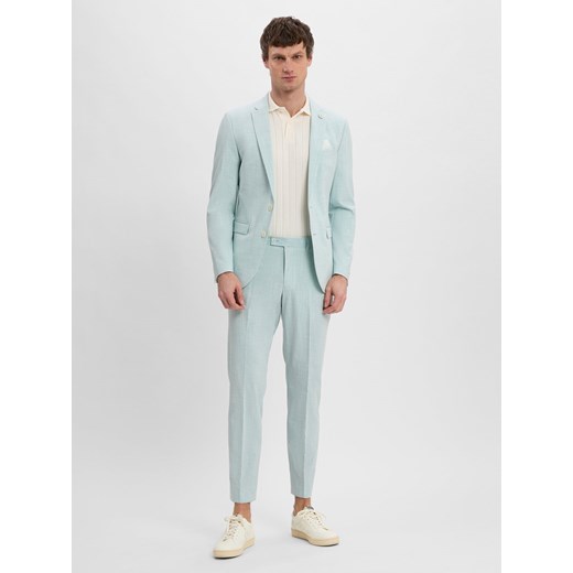 Finshley & Harding London Męski garnitur slim fit - Brixdon-Hoxdon Mężczyźni Slim Fit miętowy marmurkowy ze sklepu vangraaf w kategorii Garnitury męskie - zdjęcie 178615075