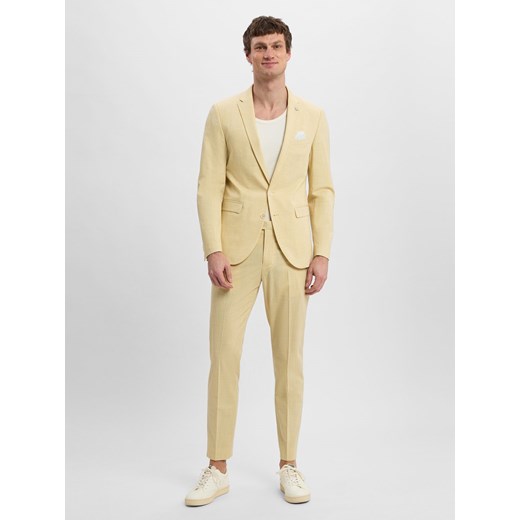 Finshley & Harding London Męski garnitur slim fit - Brixdon-Hoxdon Mężczyźni Slim Fit żółty marmurkowy ze sklepu vangraaf w kategorii Garnitury męskie - zdjęcie 178615077