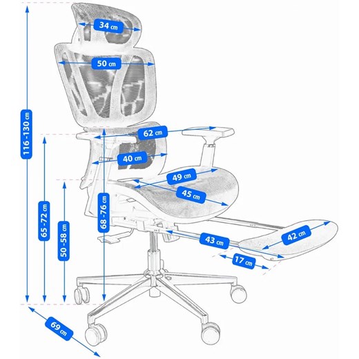 Szare regulowane krzesło obrotowe z podnóżkiem -  Aragos 4X Elior One Size Edinos.pl