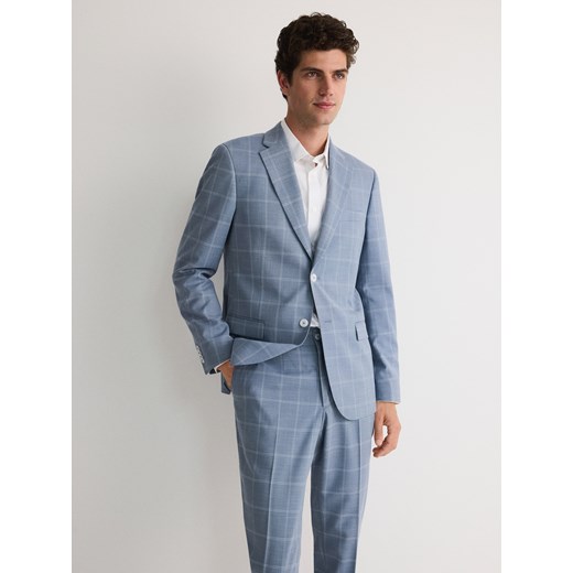 Reserved - Marynarka slim fit w kratę - niebieski ze sklepu Reserved w kategorii Marynarki męskie - zdjęcie 178617119
