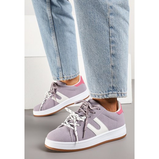Fioletowe Sneakersy z Geometrycznym Wzorem Telawiela ze sklepu born2be.pl w kategorii Buty sportowe damskie - zdjęcie 178618257