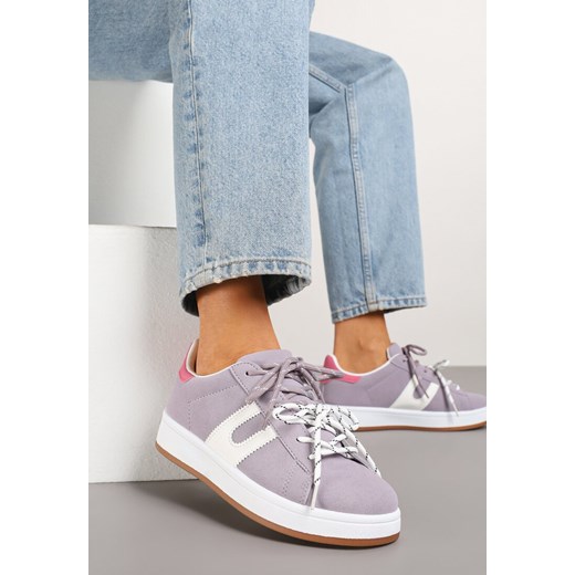 Fioletowe Sneakersy Ozdobione Geometrycznym Motywem Telindrela ze sklepu renee.pl w kategorii Buty sportowe damskie - zdjęcie 178618858