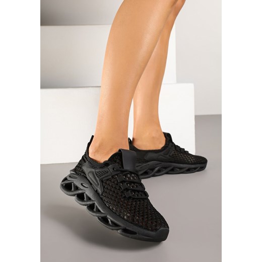 Czarne Buty Sportowe Sneakersy na Platformie Ozdobionej Tłoczeniem Teliriella ze sklepu renee.pl w kategorii Buty sportowe damskie - zdjęcie 178618975