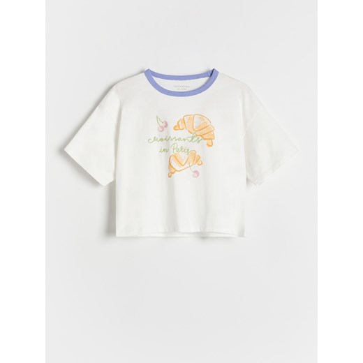 Reserved - T-shirt z aplikacją - niebieski ze sklepu Reserved w kategorii Bluzki dziewczęce - zdjęcie 178620728