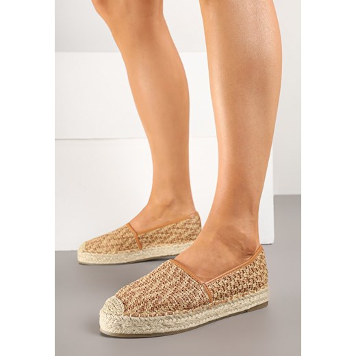 Ciemnobeżowe Espadryle z Ozdobną Plecionką Nimilithae ze sklepu born2be.pl w kategorii Espadryle damskie - zdjęcie 178621437