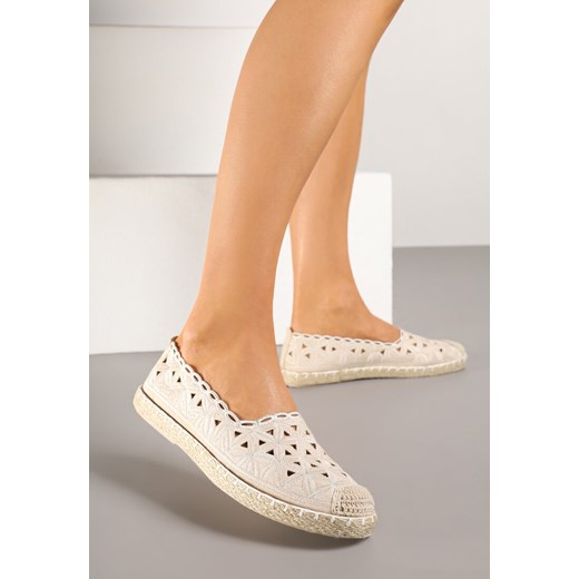 Beżowe Ażurowe Espadryle Vices z Ozdobną Plecionką Arivrae ze sklepu born2be.pl w kategorii Espadryle damskie - zdjęcie 178621688