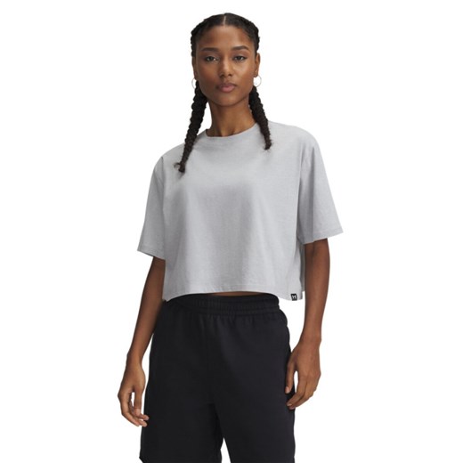 Damski t-shirt crop-top Under Armour UA Rival SS - szary ze sklepu Sportstylestory.com w kategorii Bluzki damskie - zdjęcie 178625447