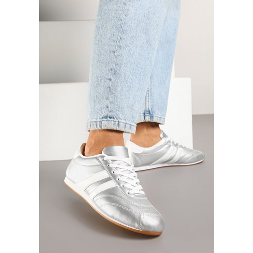 Srebrno-Białe Sneakersy Typu Tenisówki z Paseczkami Liantina ze sklepu renee.pl w kategorii Buty sportowe damskie - zdjęcie 178625857