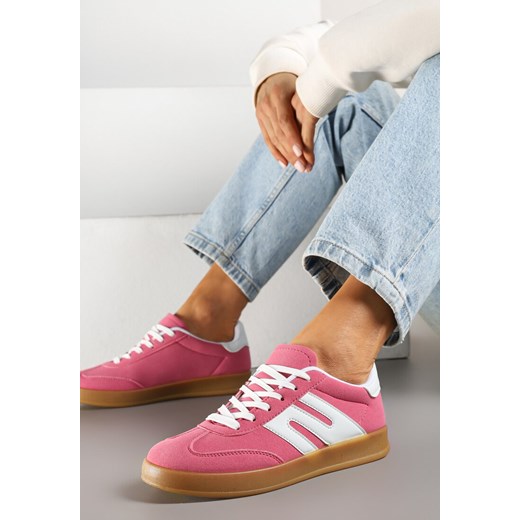 Ciemnoróżowe Sneakersy Kultowe Tenisówki Zdobione Przeszyciami Eveltewia ze sklepu renee.pl w kategorii Buty sportowe damskie - zdjęcie 178625866
