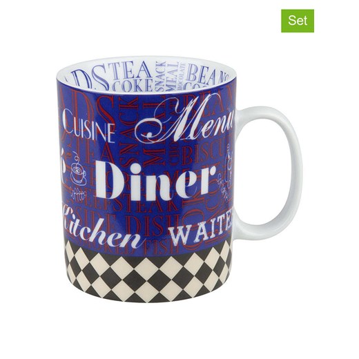 Könitz Kubki jumbo (2 szt.) &quot;Diner kitchen&quot; w kolorze granatowym - 490 ml ze sklepu Limango Polska w kategorii Kubki - zdjęcie 178626755