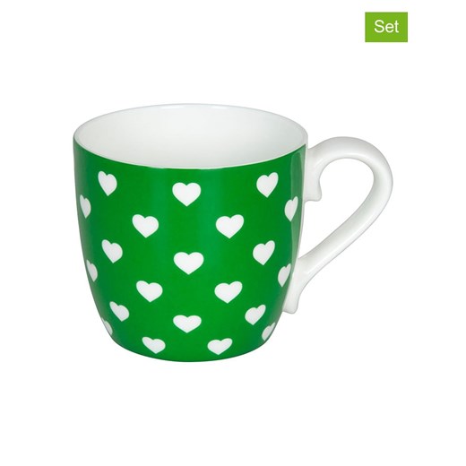 Könitz Kubki jumbo (2 szt.) &quot;Hearts&quot; w kolorze zielonym - 425 ml ze sklepu Limango Polska w kategorii Kubki - zdjęcie 178626757