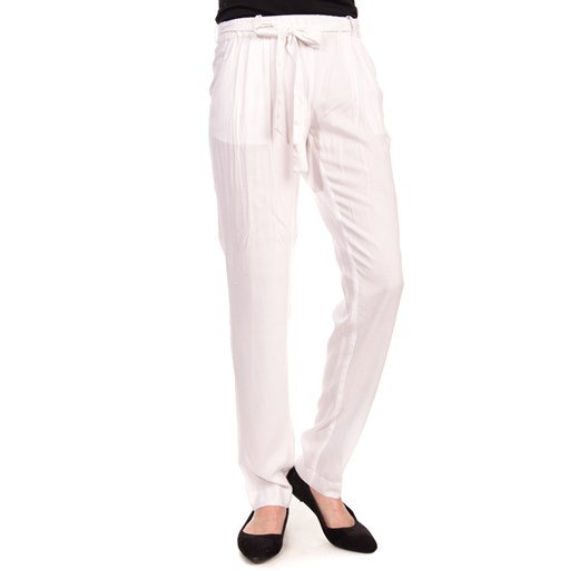 Luźne, białe spodnie bialcon-pl bezowy płaskie
