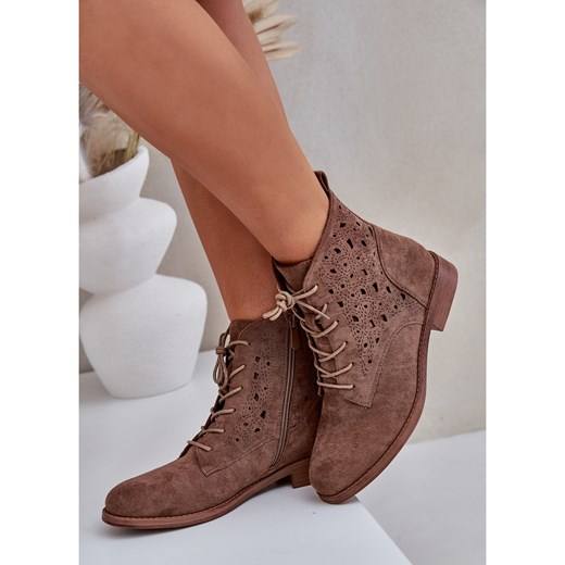 Botki S.Barski z zamkiem casual zamszowe 