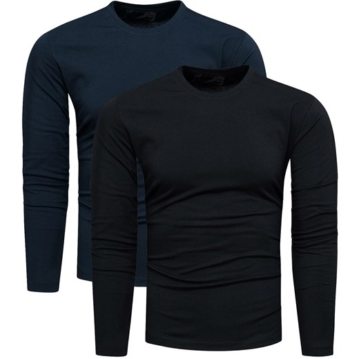 2-pak zestaw basic męskich longsleeve granat/czarny Recea ze sklepu Recea.pl w kategorii T-shirty męskie - zdjęcie 178632478