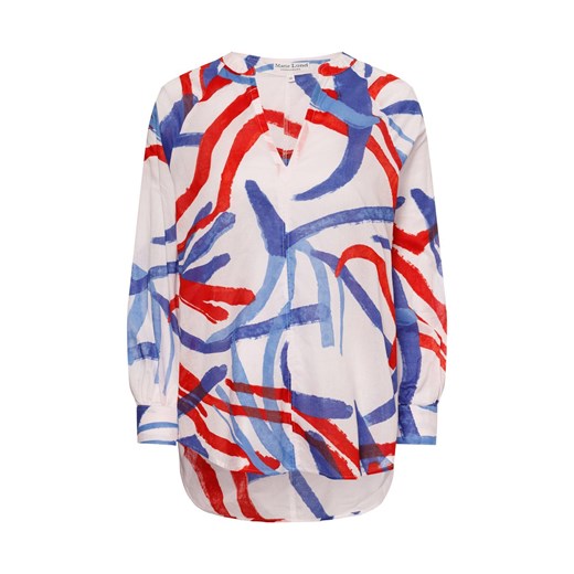 Marie Lund Bluzka damska tunika Kobiety Bawełna biały wzorzysty ze sklepu vangraaf w kategorii Bluzki damskie - zdjęcie 178635435