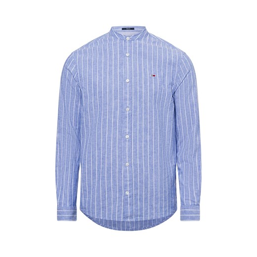Tommy Jeans Męska koszula casual z zawartością lnu Mężczyźni Regular Fit Bawełna jasnoniebieski w paski ze sklepu vangraaf w kategorii Koszule męskie - zdjęcie 178635448