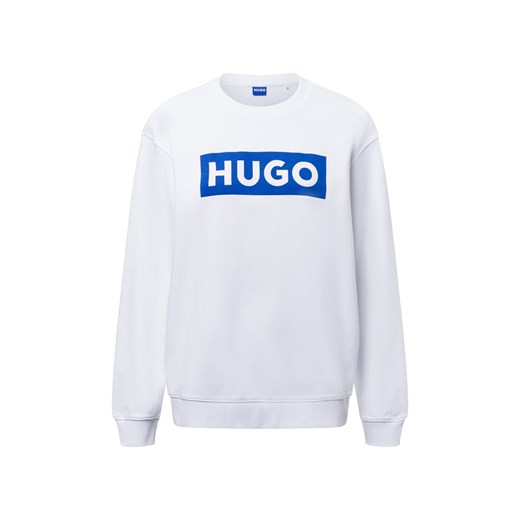 HUGO BLUE Bluza damska - Classic Crew Kobiety Bawełna biały jednolity ze sklepu vangraaf w kategorii Bluzy męskie - zdjęcie 178635457