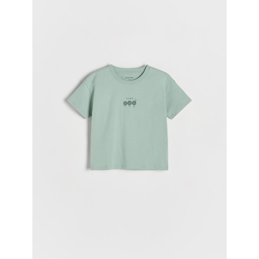 Reserved - Bawełniany t-shirt - jasnoturkusowy ze sklepu Reserved w kategorii T-shirty chłopięce - zdjęcie 178636158