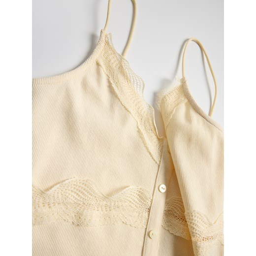 Reserved - Top na ramiączkach - kremowy Reserved M Reserved