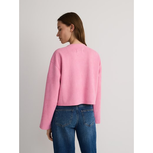 Reserved - Krótka kurtka z imitacji zamszu - fuksja Reserved XL Reserved