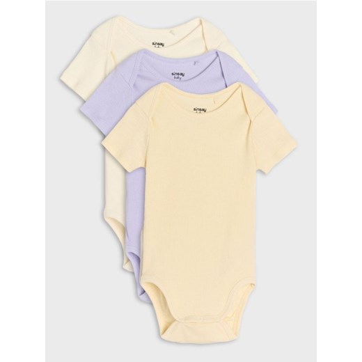 Sinsay - Body z miękkiej prążkowanej dzianiny 3 pack - kremowy ze sklepu Sinsay w kategorii Odzież dla niemowląt - zdjęcie 178637147