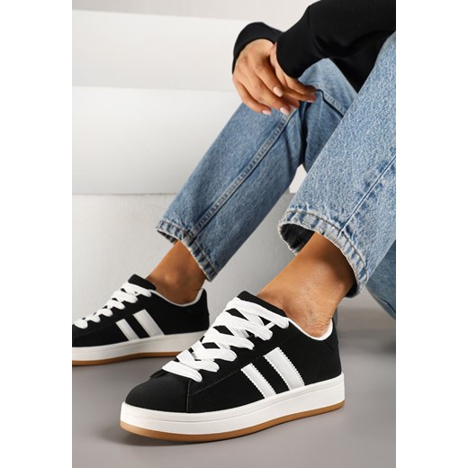 Czarne Sneakersy Ozdobione Motywem Pasków Flortewi ze sklepu renee.pl w kategorii Buty sportowe damskie - zdjęcie 178638986