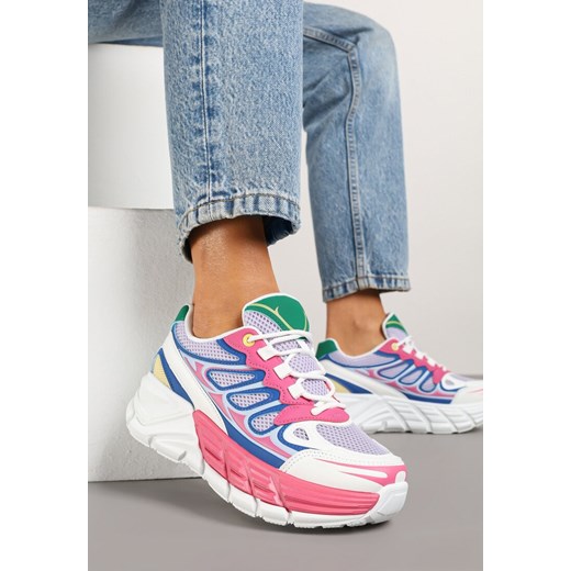 Fuksjowe Sneakersy Streetwearowe na Tłoczonej Platformie Tertewia ze sklepu renee.pl w kategorii Buty sportowe damskie - zdjęcie 178638998