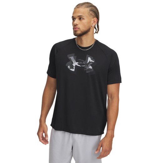 Męska koszulka treningowa Under Armour UA M Tech Print Fill SS - czarna ze sklepu Sportstylestory.com w kategorii T-shirty męskie - zdjęcie 178639139
