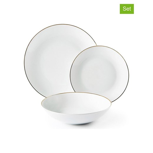 Trendy Kitchen by EXCÉLSA 18-częściowy zestaw talerzy &quot;Gold&quot; w kolorze złoto-białym ze sklepu Limango Polska w kategorii Naczynia - zdjęcie 178639257