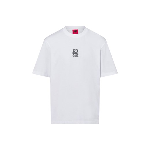 HUGO Koszulka męska - Deckies Mężczyźni Bawełna biały jednolity ze sklepu vangraaf w kategorii T-shirty męskie - zdjęcie 178641477