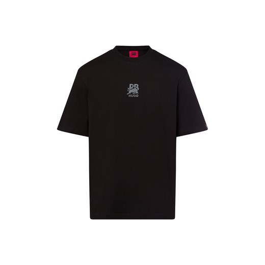 HUGO Koszulka męska - Deckies Mężczyźni Bawełna czarny jednolity ze sklepu vangraaf w kategorii T-shirty męskie - zdjęcie 178641478