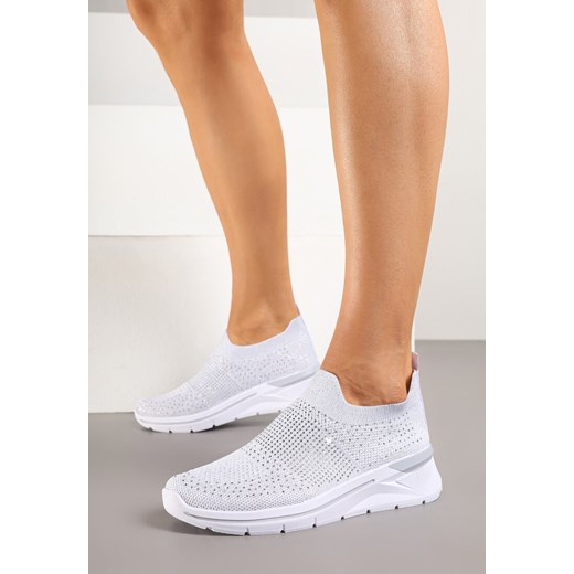 Buty sportowe damskie Born2be wiosenne białe na płaskiej podeszwie