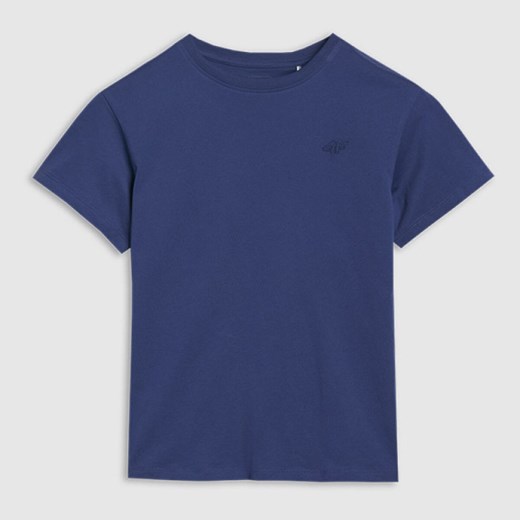 Chłopięcy t-shirt oversize 4F 4FJWSS25TTSHM2324 - niebieski ze sklepu Sportstylestory.com w kategorii T-shirty chłopięce - zdjęcie 178642997